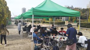 ＢＢＱで歓迎会