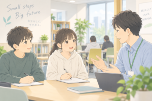 【名古屋　通信制高校】中3から始める高校進学準備｜学び直し＋高校生活に慣れる高校スタート安心プログラム
